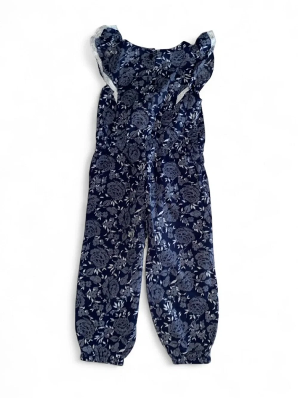 Janie and Jack Navy and White Floral Jumpsuit